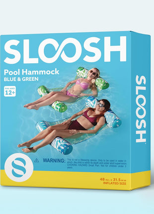 SLOOSH 2 Packs Hammock Pool Floats Adults, 4-in-1 Multi-Purpose Inflatable Pool Floats PVC Water Hammock Lounge Floaties