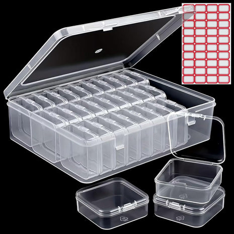 31Pcs Mini Bead Containers,Clear Diamond Art Storage Case, Plastic Craft Supply Case for Organizing,Rectangle Containers for DIY Bead Craft,Jewelry,Small Part