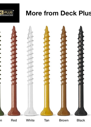 Deck Plus 2-1/2 Inch Epoxy Coated Exterior Wood and Fence Screws #10 x 2-1/2 inch Torx/Star Drive Included Coarse Thread, Outdoor Rust Resistant Decking Screw, Brown, 5 lb Box, 365 Pieces | 49007