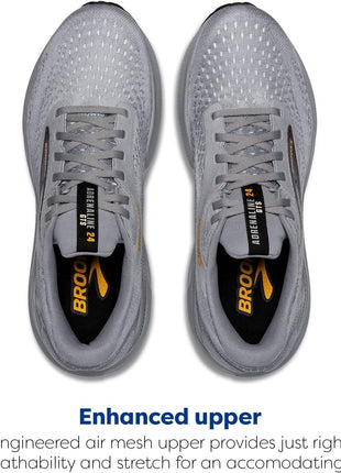 Brooks Men’s Adrenaline GTS 24 Supportive Running Shoe - Alloy/White/Gold Fusion - 11 Medium