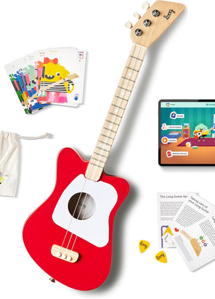 Loog Mini Acoustic kids Guitar for Beginners 3-strings Ages 3+ Learning app and lessons included