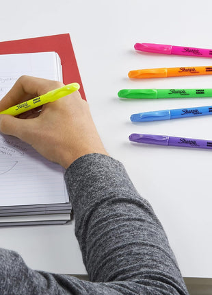 Sharpie Pocket Style Highlighters, Chisel Tip, Assorted Fluorescent, 12 Count - Quick Dry, Perfect For Studying, Note-Taking, School, College, Office, Student & Teacher Supplies
