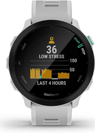 Garmin Forerunner 55, GPS Running Watch with Daily Suggested Workouts, Up to 2 Weeks of Battery Life, White