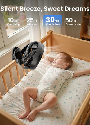 Koonie 10000mAh Battery Operated Misting Fan with Clip, Portable 8'' Mist Fan for Desk with Max. 48 Hours Runtime, 3Speeds, 2 Spray Modes, 200ML Tank for Golf Cart Home Office Travel Camping Stroller