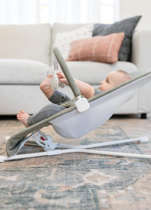 Baby Delight Highland Baby Bouncer, Sage Tweed | For Infants 0 – 6 Months, 3-Position Recline, Adjustable 3-Point Harness, Secure Locking Mechanism, Folds Flat