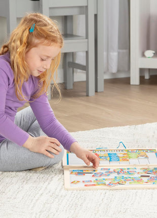 Melissa & Doug Magnetic Responsibility Chart and Kids Calendar - Wooden Chore Chart for Kids with 89 Magnets, Preschool Learning Activities for Ages 3+
