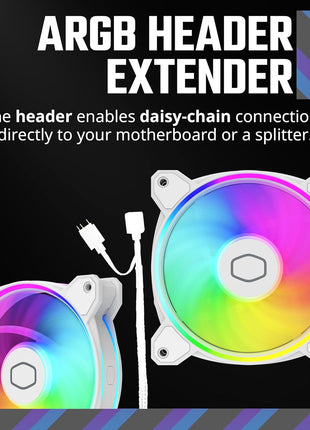 Cooler Master MF120 Halo2 White PC Case|Liquid Cooler|Air Cooler Fan, 120mm Fan, Dual-Loop aRGB Rings, Dynamic PWM 2,050 RPM, Air Balance Blades, aRGB Lighting, Hybrid Frame