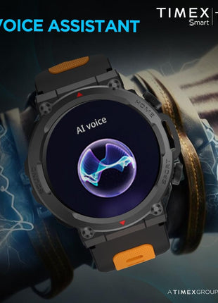 TIMEX Tough 1.43 inch Round AMOLED Rugged Smartwatch with 466x466 Pixel Resolution| Functional Crown|Bluetooth Calling| Metallic Body|Always On Display|AI Voice Assist|100+ Sports Modes|100+ Watchfaces