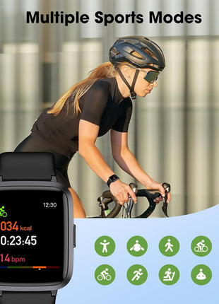 Fitness Tracker Watch with Heart Rate Monitor, Activity Tracker with Pedometer, Sleep Monitor, Calories & Step Counter, IP68 Waterproof Smart Watches for Women Men Fitness Watch for Sports
