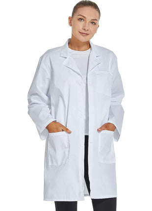 VOGRYE Professional Lab Coat for Women Men Long Sleeve, White, Unisex (Small, White)