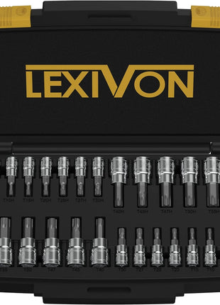 LEXIVON Master TORX Bit Socket Set, Premium S2 Alloy Steel | Complete 34-Piece, Solid Star & Tamper Proof T6 ~ T70 | Enhanced Storage Case (LX-149)