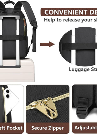Laptop Backpack for Women Bag - 15.6 inch Work Travel Backpack with USB Charger College Bookbag Waterproof Business Computer Backpack Anti-theft Casual Backpacks for Nurse Teacher Beige Black Brown