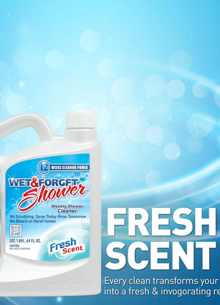 Wet & Forget Shower Cleaner Spray Multi-Surface Weekly Application Requires No Scrubbing, Bleach-Free Formula, Ready to Use, Fresh Scent, 3 Months of Cleaning, 64 Fluid Ounces, 1 Pack