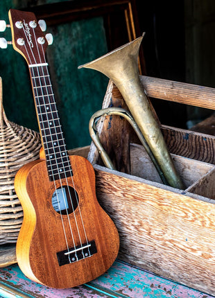 Sawtooth Soprano Ukulele Mahogany 21 inch Ukulele Beginner Kit Online Lesson Padded Gig Bag Premium Wood Uke Stand Picks Quick Start Guide Ukulele Pack