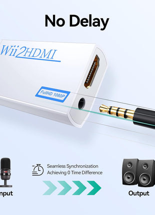 GANA Wii to HDMI Converter, 1080P Wii HDMI Adapter with 3.5mm Audio Jack | Plug and play, supports all Wii display modes, compatible with Wii/Wii U, HDTVs, monitors and projectors.