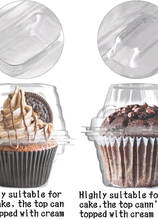 NPLUx 50 Pack Individual Cupcake Containers Plastic Cupcake Boxes Cupcake Holders Stackable Deep Dome Cupcake Carrier