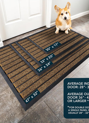 ubdyo Extra Durable Door Mat - Dirt Trapping Outdoor Welcome Mats - Non-Slip Outdoor Indoor Entrance - Low Profile Front Doormat (30 inch x 17 inch, Bright Brown)