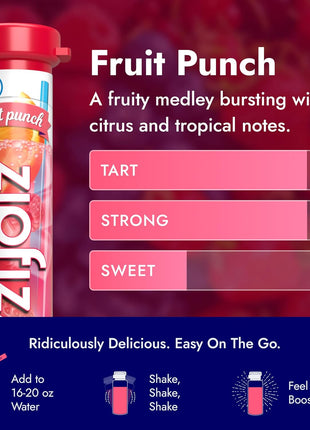 Zipfizz Daily Energy Drink Powder, Fruit Punch, 20 Pack 3-in-1 Sustained Energy, Rapid Hydration, and Essential Vitamins Sugar-Free Electrolyte Powder Contains Vitamin B-12 & Antioxidants