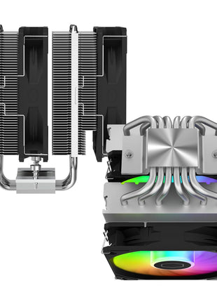 Cooler Master Hyper 620S Dual Tower ARGB CPU Air Cooler, 120mm PWM Fan, 6 Heat Pipes, Silver Nickel-Plated Copper, 154.9mm Tall, AMD Ryzen AM5|AM4, Intel LGA 1851|1700|1200 Brackets