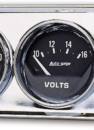 AUTO METER 2349 Autogage Black Oil/Water/Volt Gauge with Chrome Console Regular, 2.3125 in.