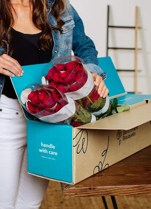 Benchmark Bouquets - 50 Stem Premium Red Roses (2 Bundles of 25; Vase Not Included) - Fresh Flowers for Delivery - Gift for Graduation, Birthday, Anniversary, Sympathy, Get Well, Congratulations