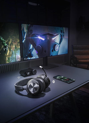 SteelSeries Arctis Nova Pro Wireless Multi-System Gaming Headset - Premium Hi-Fi Drivers - Active Noise Cancellation - Infinity Power System - Stealth Retractable Mic - PC, PS5/PS4, Switch, Mobile