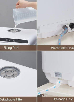 Portable Countertop Dishwasher, Compact Mini Dishwashers with 5 L Built-in Water Tank, 5 Washing Programs, Air-Drying Function, 360° Dual Spray & High-Temp, for Home, RV, Apartment, Pure White