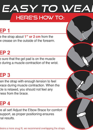 Sleeve Stars Tennis Elbow Brace for Men & Women, Elbow Brace for Tendonitis, Tennis Elbow Strap, Golfers Elbow Brace, Elbow Support Wrap for Tennis Elbow Relief, Fits 9"-23" (Single/Black)
