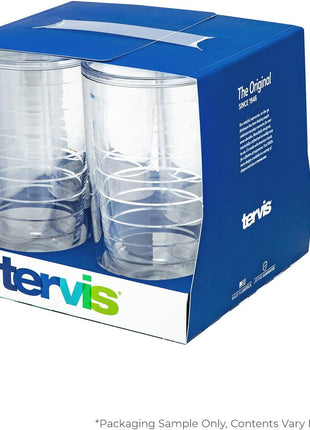 Tervis Clear & Colorful Tabletop Made in USA Double Walled Insulated Tumbler Travel Cup Keeps Drinks Cold & Hot, 16oz   4pk, Clear
