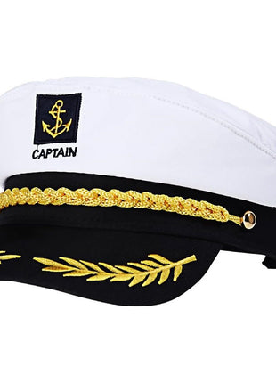 Adult Yacht Captain Hat White Sailor Hat for Women Men Yacht Boat Sailor Captain Cap Marine Admiral Halloween Costume Party Cosplay Accessory