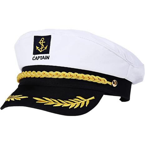 Adult Yacht Captain Hat White Sailor Hat for Women Men Yacht Boat Sailor Captain Cap Marine Admiral Halloween Costume Party Cosplay Accessory