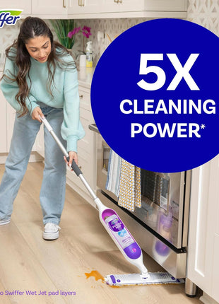 Swiffer PowerMop Mopping Kit for Floor Cleaning, Set Includes 1 Power Mop, 2 Replacement Pads, 1 Liquid Solution Refill, 2 Batteries, No Bucket Needed Electric Spray Cleaner, Multi-Surface and Wood