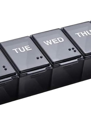 Ezy Dose Weekly (7-Day) Pill Organizer, Large Medicine Planner, Black | Compact Daily Vitamin & Supplement Medicine Case, Pop Up Compartments, Convenient and Easy to Use, Travel-Friendly, BPA-Free