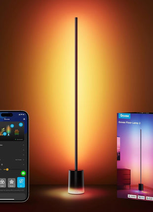 Govee Floor Lamp 2 with Matter, RGBIC, Warm Cool White LED, Alexa Compatible, 1725lm, Music Sync, Scene Modes, Smart Floor Lamp for Living Room, Bedroom, Black(1 Pack)
