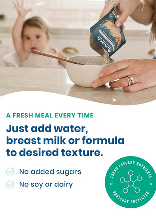 Amara Organic Baby Food - Stage 2 - Oats & Berries - Baby Cereal to Mix With Breastmilk & Water - Shelf Stable Baby Food Pouches Made from Organic Fruit and Veggies - 5 Pouches, 3.5oz Per Serving