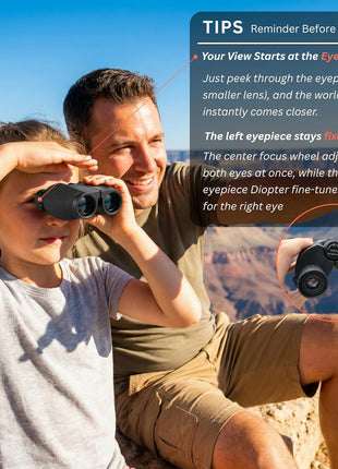 10x25 Compact Binoculars for Adults and Kids | Bird Watching, Travel, Cruise Ship, Sport Games, Theater, Concerts, Road Trip