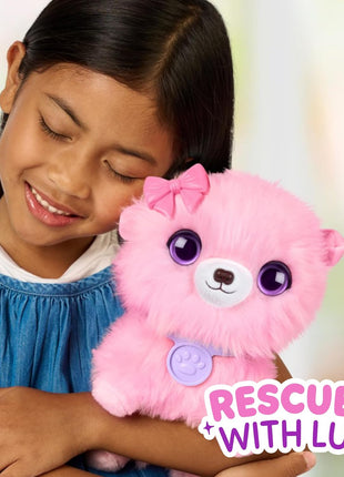 ScruffaLuvs Pink Surprise Pet, Mystery Plush Toy, Wash to Reveal | Wash to reveal 1 of 3 rescue pets, includes deluxe carrier & comb; plush toys for girls ages 3+, gift