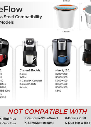 Noalto Reusable K Cups and Coffee Pods,Universal stainless steel k Cups for Keurig 2.0 and 1.0 Coffee Makers machine(2pack)