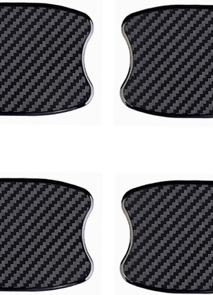 Universal 3D Carbon Fiber Car Door Handle Protection Film-S | 4Pcs Silicone Car Doors Handle Cup Scratch Protectors,Automotive Door Handle Paint Protective Film Cover Accessories(Black)