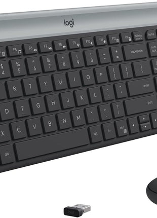 Logitech MK470 Slim Wireless Keyboard and Mouse Combo - Modern Compact Layout, Ultra Quiet, 2.4 GHz USB Receiver, Plug n' Play Connectivity, Compatible with Windows - Graphite