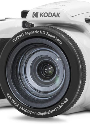 KODAK PIXPRO AZ425 Digital Camera, 42x Optical Zoom Bridge with 20MP BSI Sensor, Li-Ion Battery, OIS, 1080p Full HD Video, White