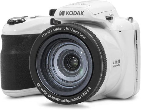 KODAK PIXPRO AZ425 Digital Camera, 42x Optical Zoom Bridge with 20MP BSI Sensor, Li-Ion Battery, OIS, 1080p Full HD Video, White