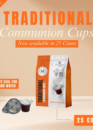 Travel Pack - Pre-Filled Traditional Communion Cup - Bag of 25 with Wafer and 100% Concord Grape Juice