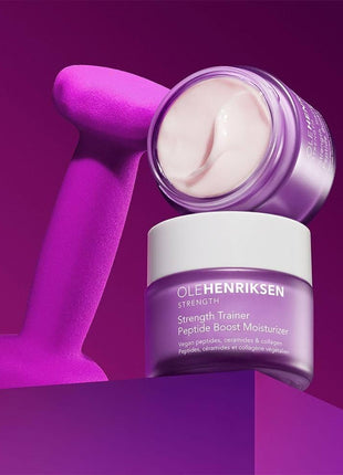 Ole Henriksen Strenth Trainer Peptide Boost Facial Moisturizer with ceramides and collagen Full Size UNBOXED 1.7 fluid ounces 50 milliliter Jar