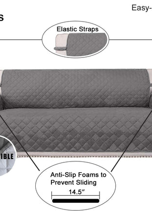 Easy Going Reversible Couch Cover for 3 Cushion Couch Sofa Cover for Dogs Water Resistant Furniture Protector Cover with Foam Sticks Elastic Straps for Pet Cat (Sofa, Gray/Light Gray)