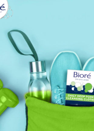 Bioré Daily Make Up Removing Cloths, Facial Cleansing Wipes with Dirt-grabbing Fibers for Deep Pore Cleansing without Oily Residue, 60 Count, (Pack of 6)