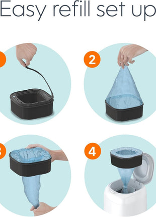 Diaper Genie Jumbo Square Refill, with Continuous Film, can Hold up to 810 Newborn-Sized Diapers per Refill.