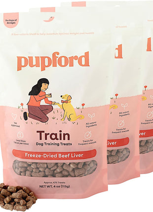 Pupford Freeze Dried Training Treats for Dogs & Puppies, 475+ Three Ingredient Bites (Beef Liver, 4 oz)
