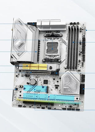 ASRock B850 Steel Legend WiFi AMD AM5 ATX Motherboard, Supports AMD Ryzen 9000/8000/7000 Series Processors, DDR5 8000+ (OC), PCIe 5.0, 2.5G LAN, WiFi 7, 14+2+1 Power Phase