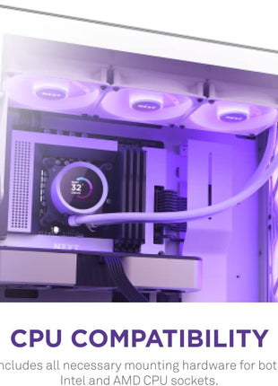 NZXT Kraken 360 RGB - 360mm AIO CPU Liquid Cooler - RL-KR360-W1 - Customizable 1.54" Square LCD Display for Images, Performance Metrics - High-Performance Pump - White